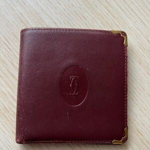 Cartier Mastline Bi-Fold Wallet Leather Bordeaux Wine Red